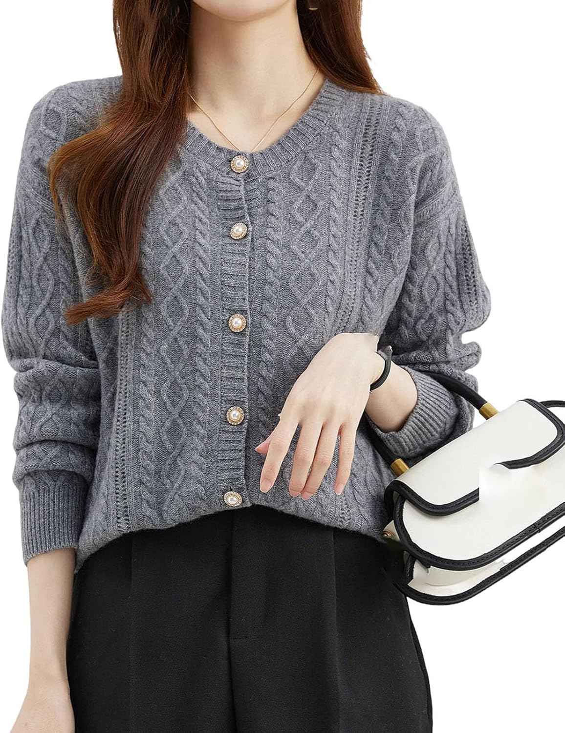 Women's Solid Color Casual Cardigan Jacket Women's Sweater Round Neck Cardigan Casual Long Sleeve Knitted Women's Clothing - Image 12
