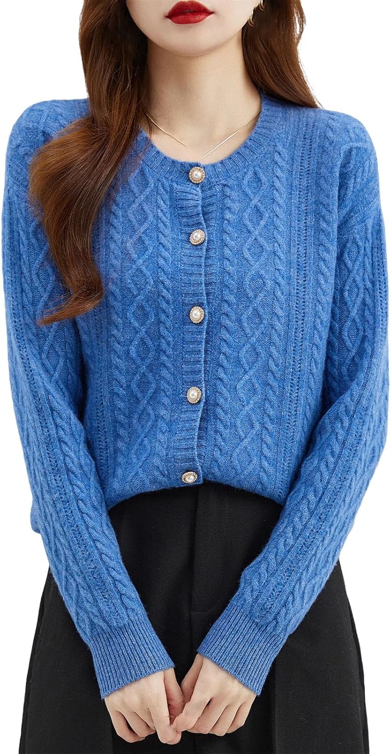 Women's Solid Color Casual Cardigan Jacket Women's Sweater Round Neck Cardigan Casual Long Sleeve Knitted Women's Clothing - Image 8