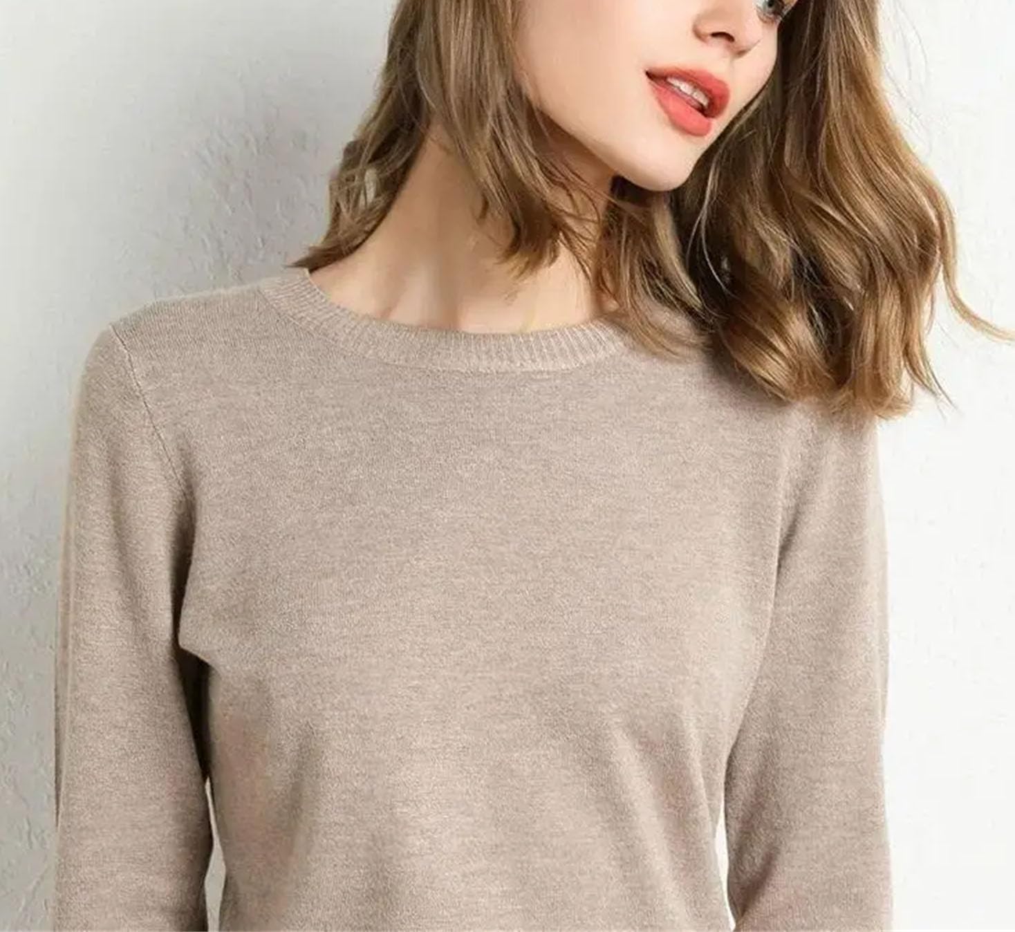 Women's Sweater Cotton Soft Knit Pullover Sweaters Long Sleeve Knitwear Slim Solid Color Fashion Bottoming Clothing - Image 3