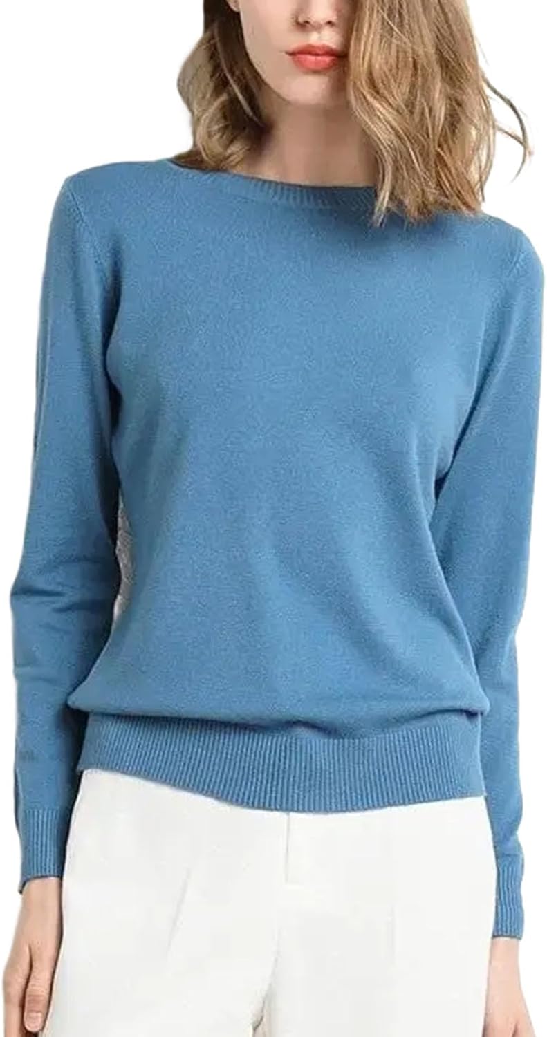 Women's Sweater Cotton Soft Knit Pullover Sweaters Long Sleeve Knitwear Slim Solid Color Fashion Bottoming Clothing