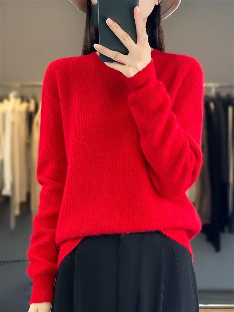 Women's Sweater O Neck Pullover Merino Wool Long Sleeve Cashmere Korean Fashion Clothing - Image 7