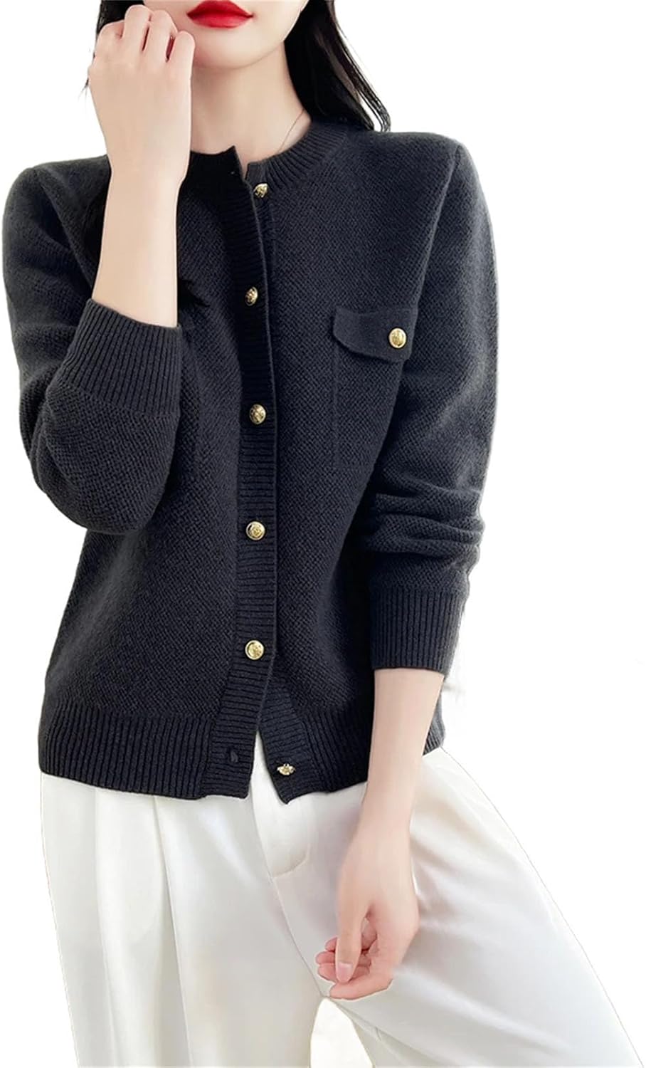 Women's Sweater Spring Coat Round Neck Knit Cardigan Loose Large Size Top Long Sleeved Female Clothing - Image 7