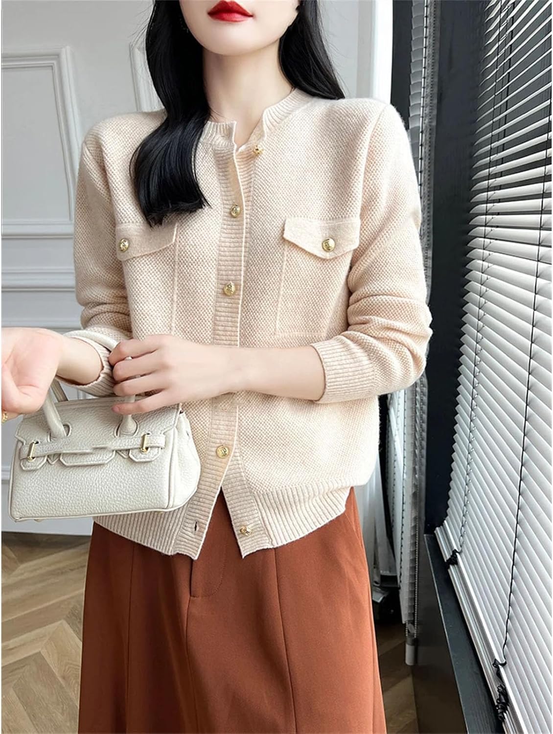 Women's Sweater Spring Coat Round Neck Knit Cardigan Loose Large Size Top Long Sleeved Female Clothing - Image 6