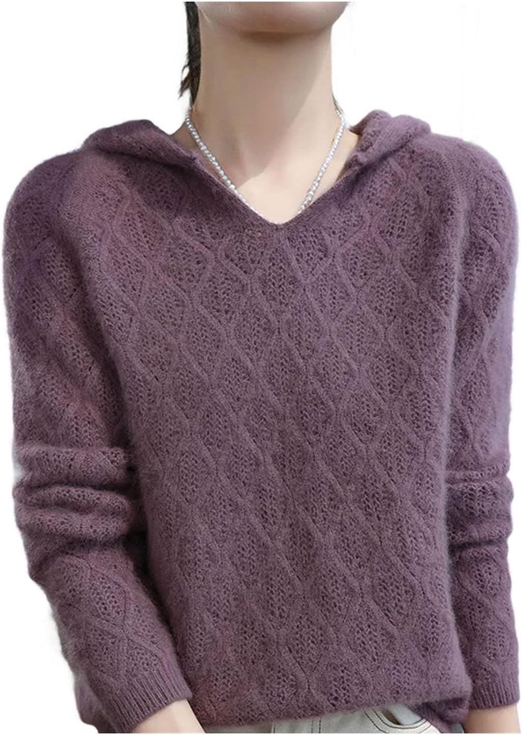 Women's Thick Clothing Fashion Cashmere Hooded Long Sleeve Pullover Knitwear Basic Top - Image 9