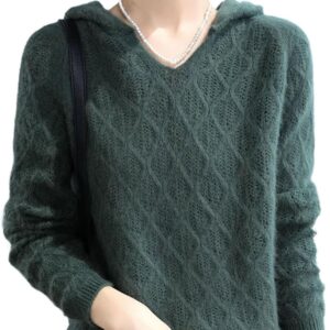 Women's Thick Clothing Fashion Cashmere Hooded Long Sleeve Pullover Knitwear Basic Top