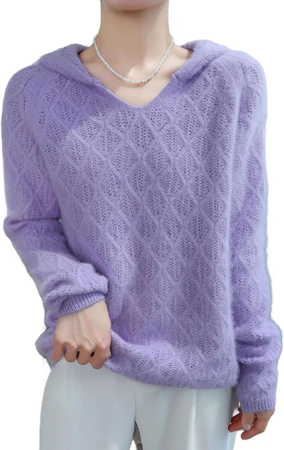 Women's Thick Clothing Fashion Cashmere Hooded Long Sleeve Pullover Knitwear Basic Top - Image 11