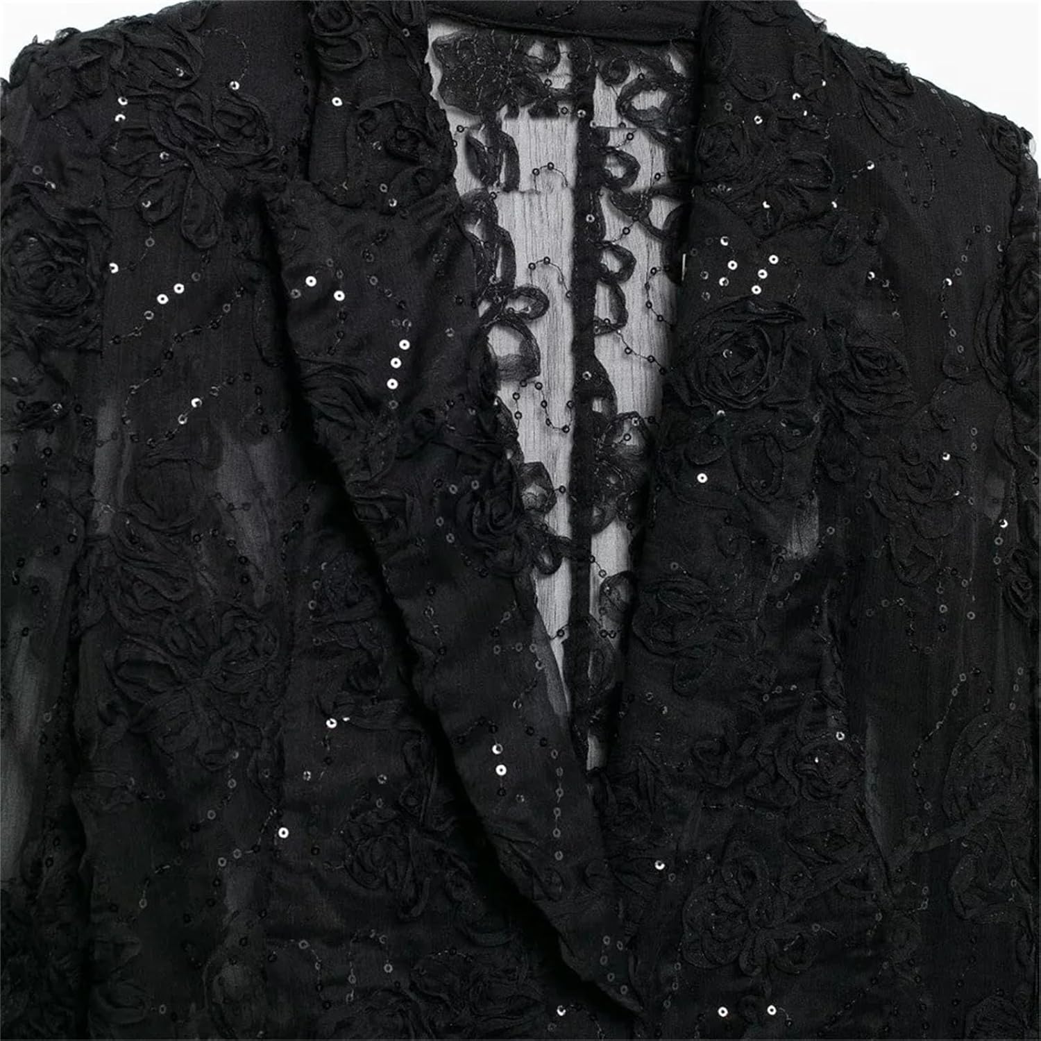 Women's thin clothing style fashionable and versatile embellishment texture semi transparent suit jacket - Image 4