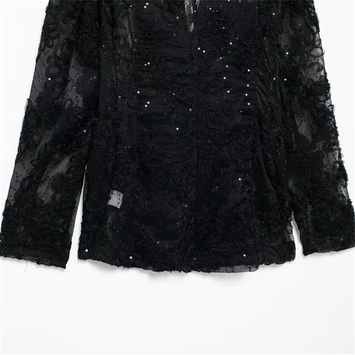 Women's thin clothing style fashionable and versatile embellishment texture semi transparent suit jacket - Image 7