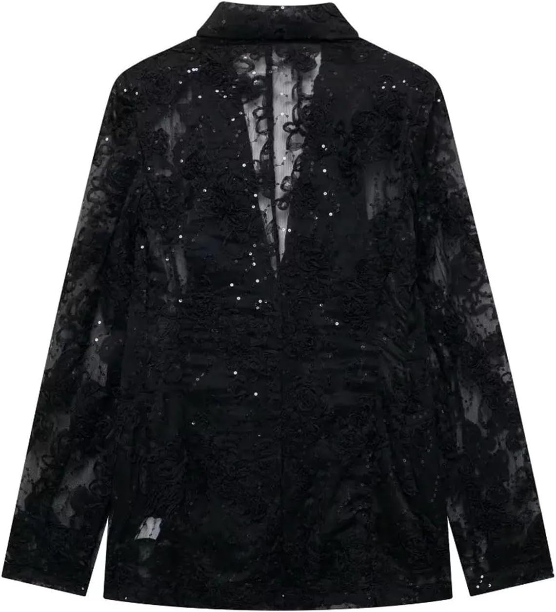 Women's thin clothing style fashionable and versatile embellishment texture semi transparent suit jacket - Image 3