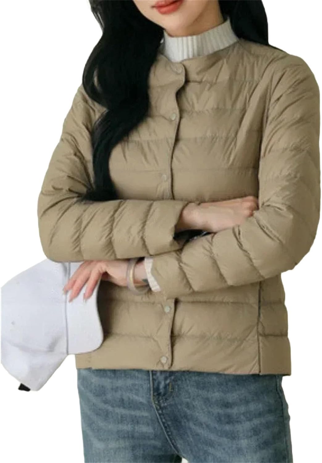 Women's Winter Clothing in Solid Color Winter Version Fashion Coats Round Neck Women's Clothing - Image 9