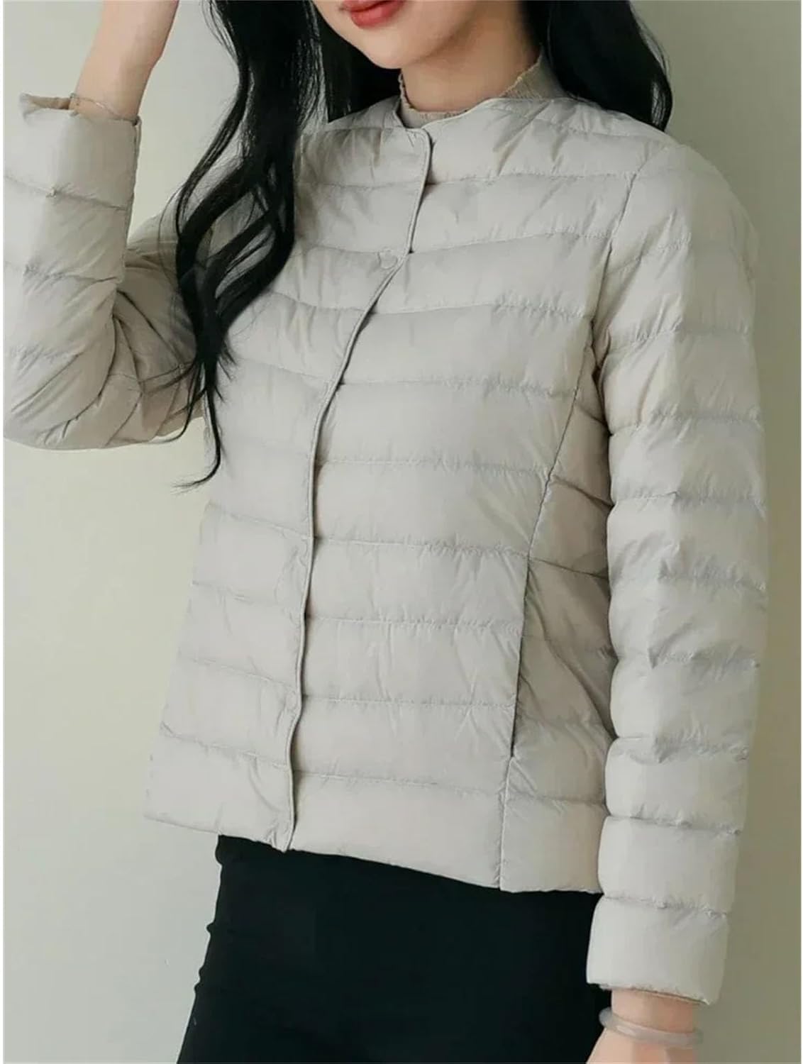 Women's Winter Clothing in Solid Color Winter Version Fashion Coats Round Neck Women's Clothing - Image 2