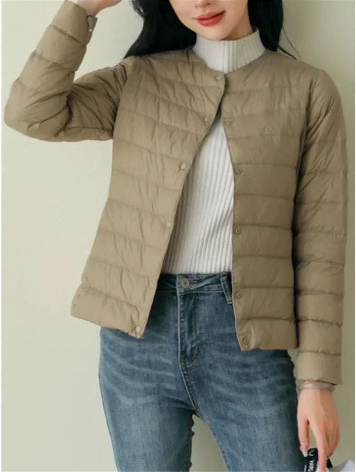 Women's Winter Clothing in Solid Color Winter Version Fashion Coats Round Neck Women's Clothing - Image 6