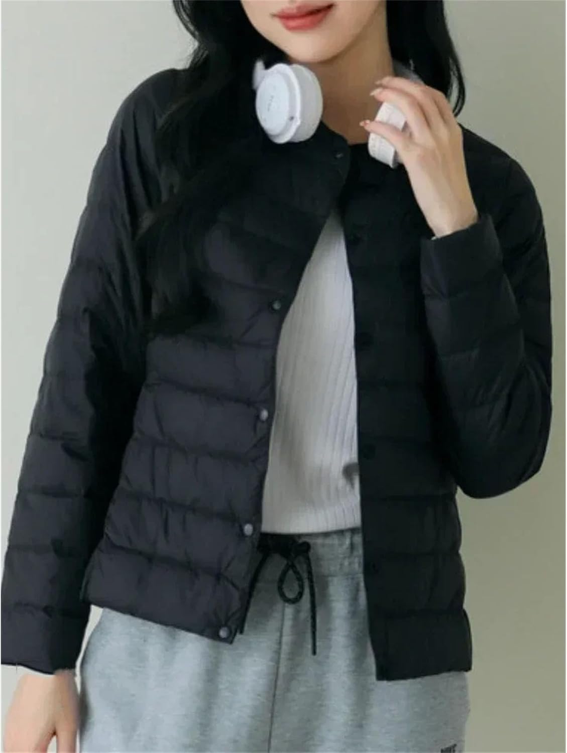 Women's Winter Clothing in Solid Color Winter Version Fashion Coats Round Neck Women's Clothing - Image 5