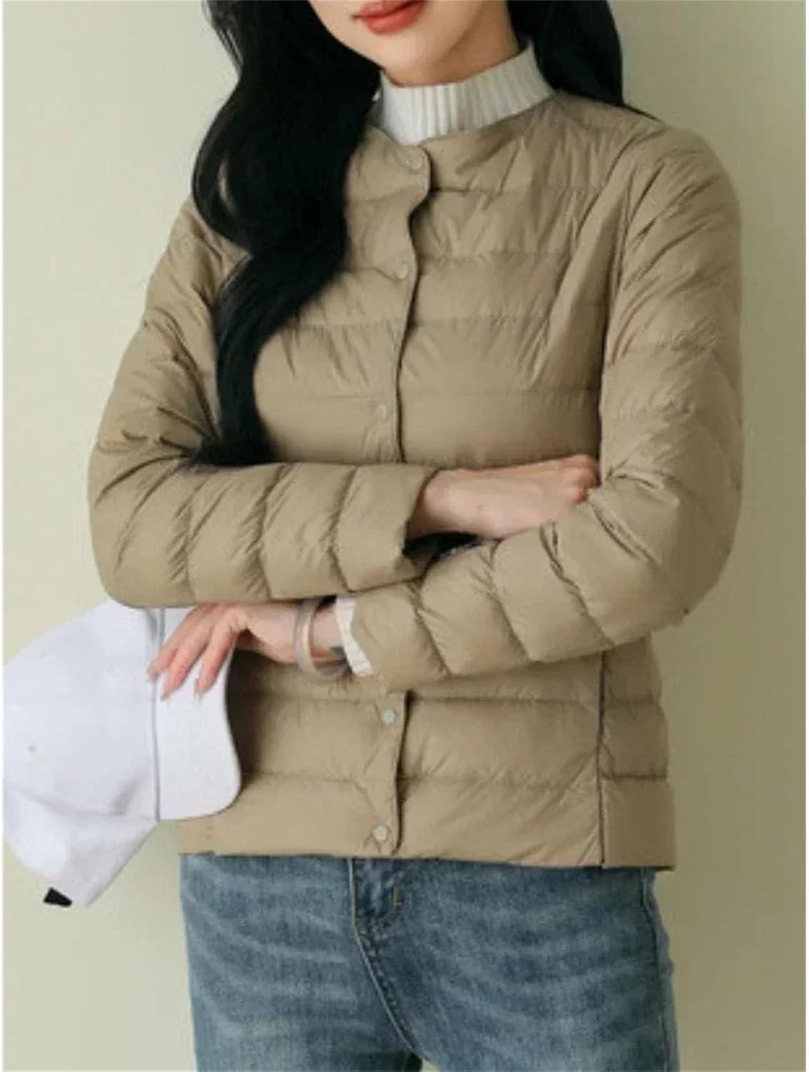 Women's Winter Clothing in Solid Color Winter Version Fashion Coats Round Neck Women's Clothing - Image 3
