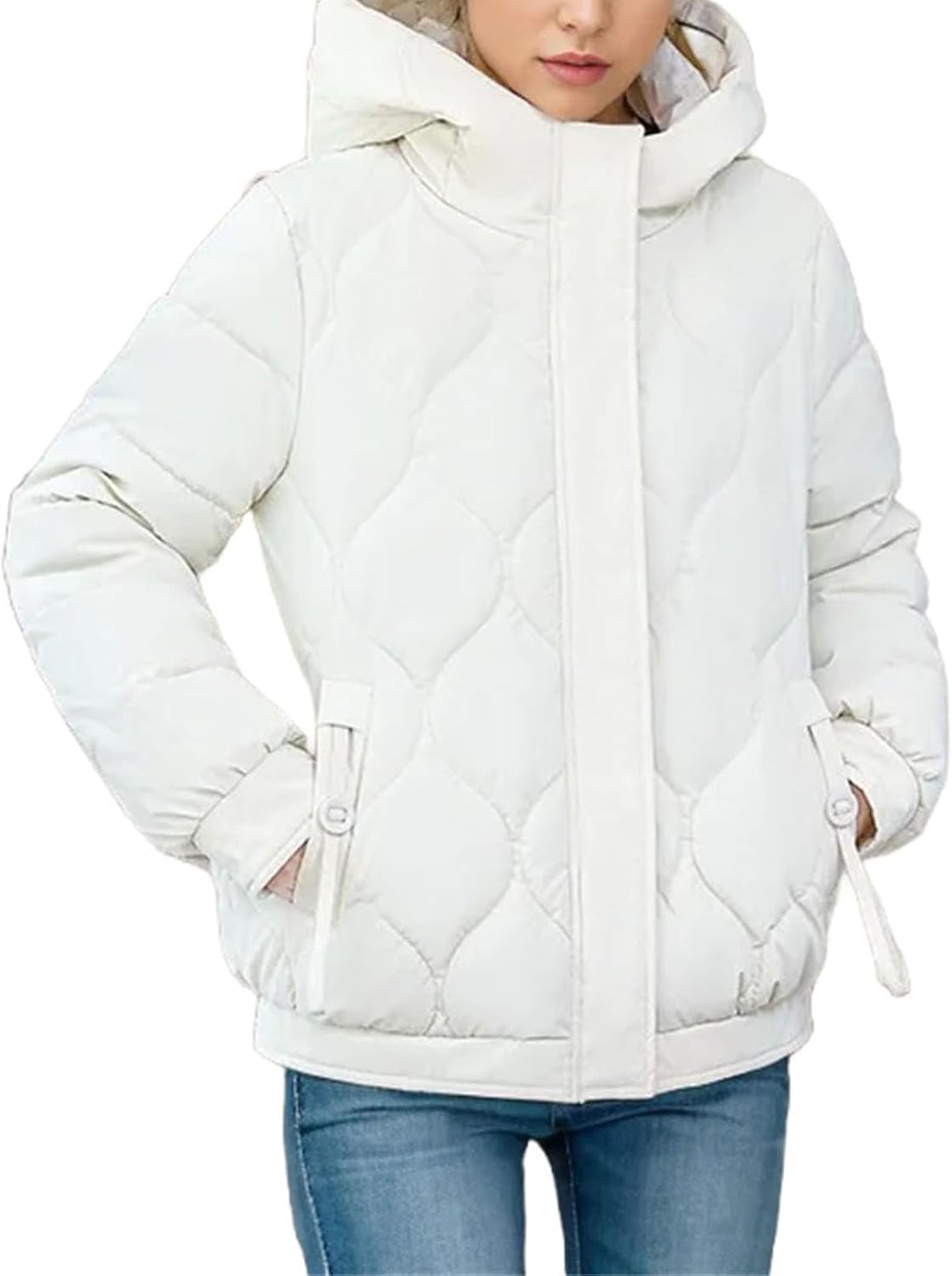 Women's Winter Puffer Fashionable High-Quality Padded Clothes Hooded Lattice Thickened Warm Padded jacketr Coat