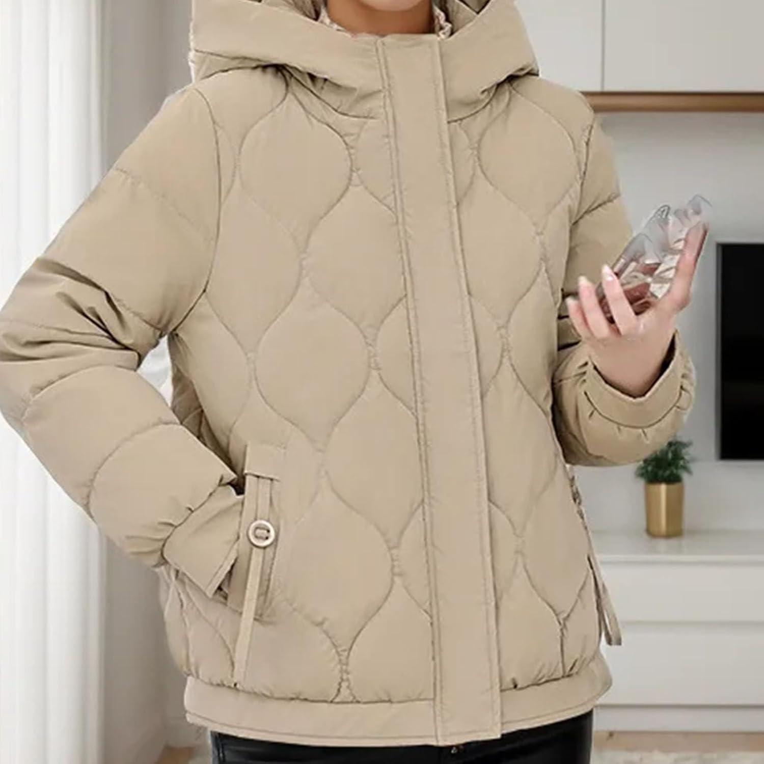Women's Winter Puffer Fashionable High-Quality Padded Clothes Hooded Lattice Thickened Warm Padded jacketr Coat - Image 6