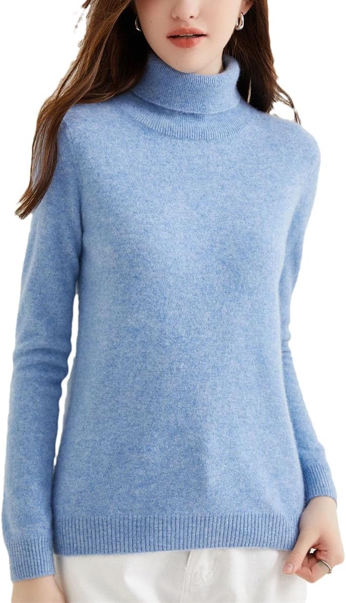 Womens Wool Knitwears 100% Cashmere Long Sleeve Turtleneck Pullovers Tops Autumn Winter Soft Fashion Clothing