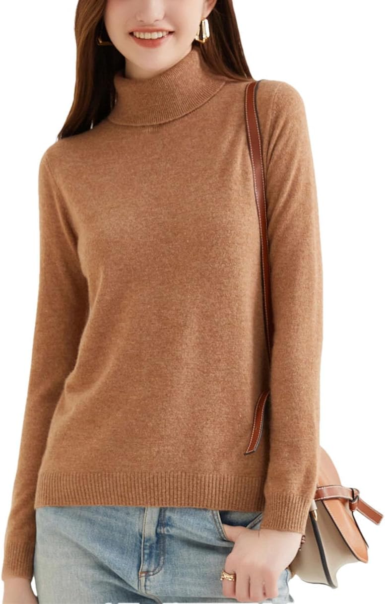 Womens Wool Knitwears 100% Cashmere Long Sleeve Turtleneck Pullovers Tops Autumn Winter Soft Fashion Clothing - Image 9