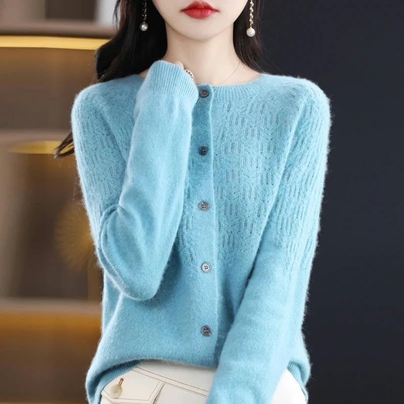 Women\u2019s Wool Cardigan Hollow Cashmere Sweater Female Clothing Bottoming Shirt Knitted Cardigan for Women - Image 2