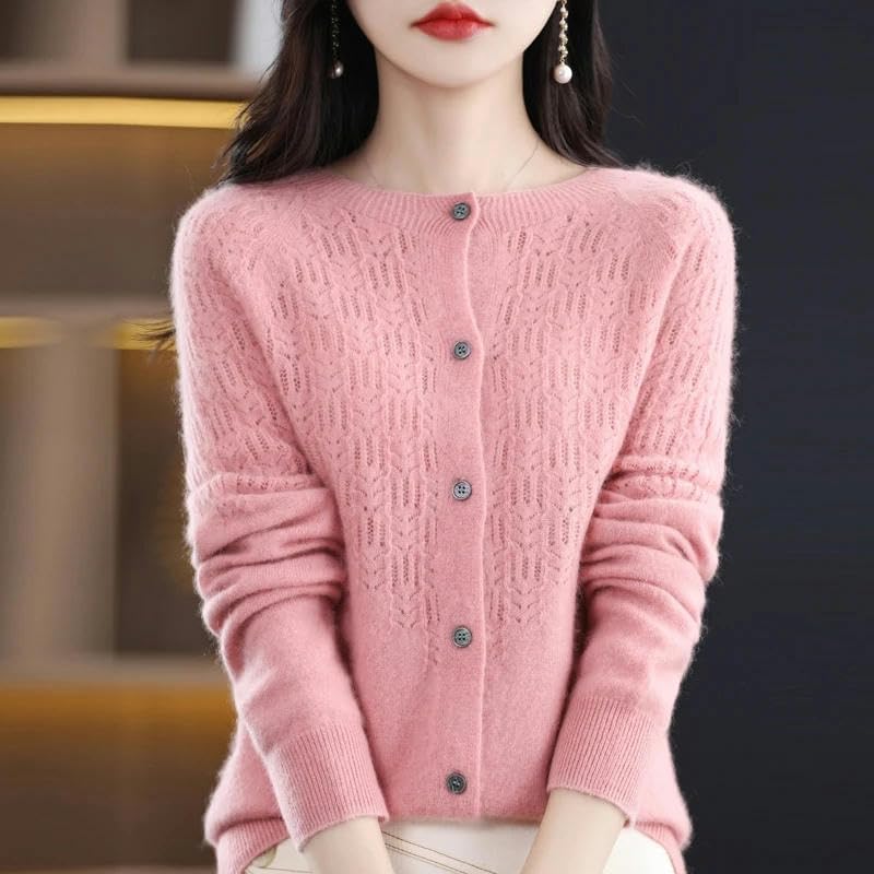 Women\u2019s Wool Cardigan Hollow Cashmere Sweater Female Clothing Bottoming Shirt Knitted Cardigan for Women - Image 3