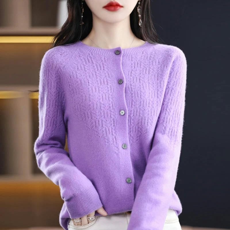Women\u2019s Wool Cardigan Hollow Cashmere Sweater Female Clothing Top Bottoming Shirt - Image 6