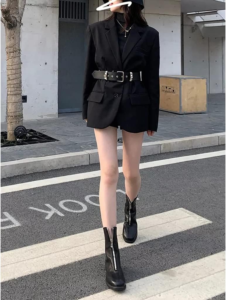 YWMLFZ Black Blazers for Women Notched Collar Long Sleeve with Sashes Solid Slim Female Fashion Clothing - Image 4