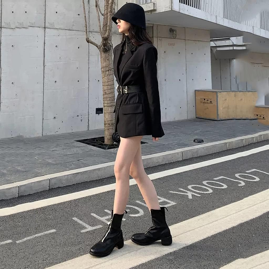 YWMLFZ Black Blazers for Women Notched Collar Long Sleeve with Sashes Solid Slim Female Fashion Clothing - Image 3