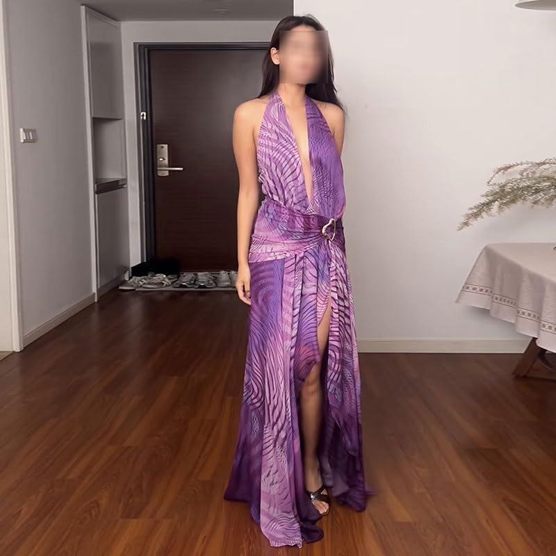 YWMLFZ Women's Clothing Tube Top Dress Fashion Sleeveless Shoulder Gradient Color Dress Long Hanging Neck Slim Fit Long Skirt - Image 4