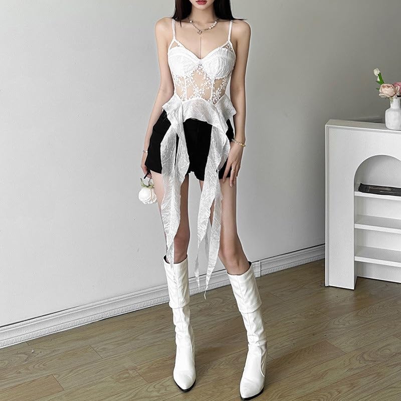 ZYQHMY Women's Lace Slimming Vest Street Fashion Halter Sexy Backless Tank Tops Female Wrap Clothing(Onecolor,L) - Image 3